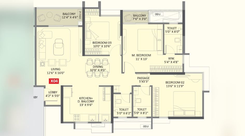 Yashada-Evo-3BHK-1165sqft-unit-plan